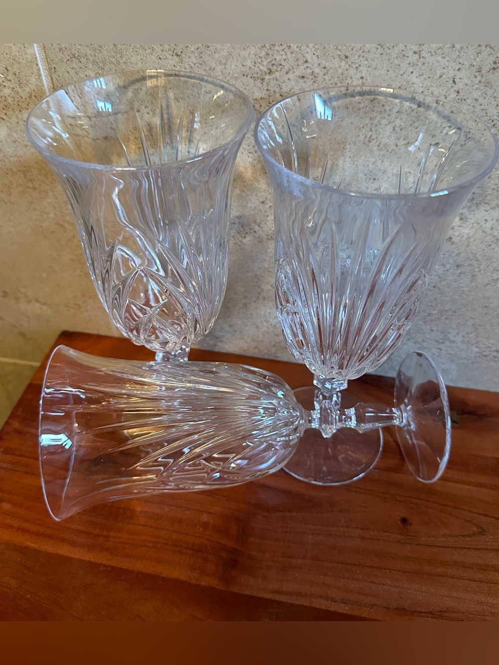 Vintage Gorham Rosewood Lead Cut Crystal Ice Tea - Water Goblets 8.25”